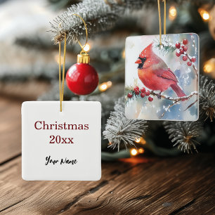 Weihnachts-Kardinal Keramikornament
