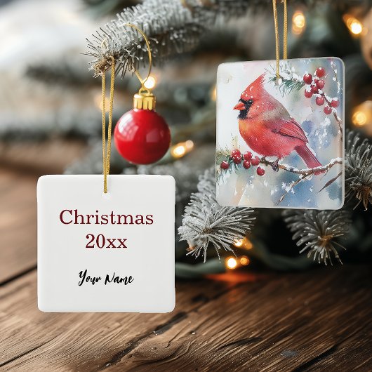 Weihnachts-Kardinal Keramikornament