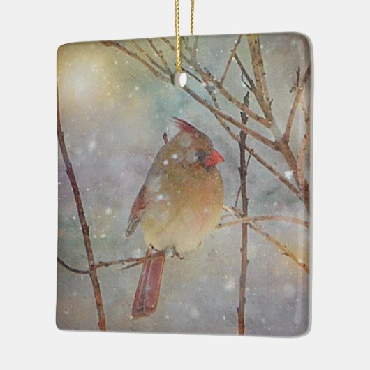 Weihnachts-Kardinal Keramikornament (Links)