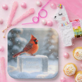 Weihnachts-Kardinal mit den Grüßen der Saison Pappteller (Party)