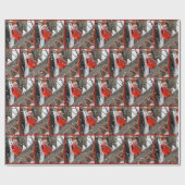 Weihnachts-Kardinal mit Winterhut Geschenkpapier (Flach)