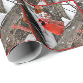 Weihnachts-Kardinal mit Winterhut Geschenkpapier (Rolleneckpunkt)