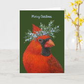 Weihnachts-Kardinal mit Zedernkarte Karte (Gelbe Blume)
