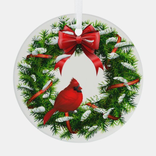 Weihnachts-Kardinal Ornament Aus Glas (Rückseite)