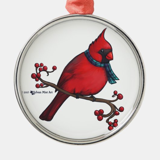 Weihnachts-Kardinal Ornament Aus Metall (Vorne)