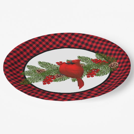 Weihnachts-Kardinal-Papier-Teller Pappteller (Schrägansicht)