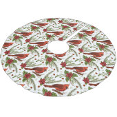 Weihnachts-Kardinal Pinseled Polyester Tree Skirt Polyester Weihnachtsbaumdecke (Schrägansicht)