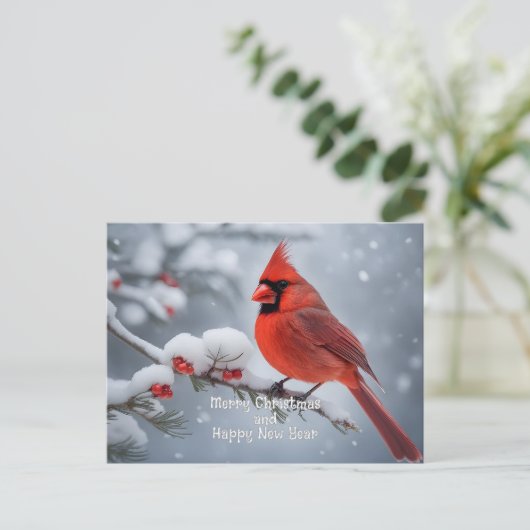 Weihnachts-Kardinal Postkarte (Stehend Vorderseite)