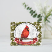 Weihnachts-Kardinal-Postkarte mit benutzerdefinier Postkarte (Stehend Vorderseite)