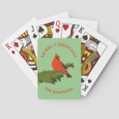 Weihnachts-Kardinal Red Bird Green Playing Cards Spielkarten (Rückseite)