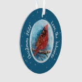 Weihnachts-Kardinal Schneeflocken auf Rot oder Bla Ornament (Vorderseite)