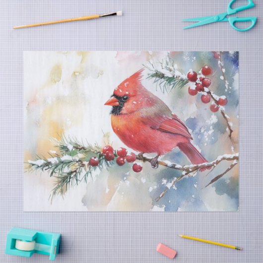 Weihnachts-Kardinal Seidenpapier (Basteln)