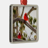 Weihnachts-Kardinal-Szene Ornament Aus Metall (Rechts)