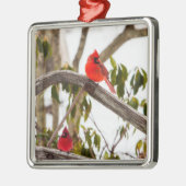 Weihnachts-Kardinal-Szene Ornament Aus Metall (Links)