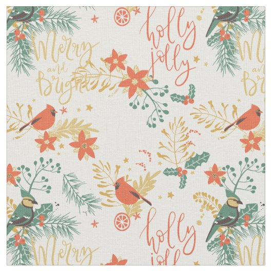 Weihnachts-Kardinal und Feiertage Stoff (Nahaufnahme)