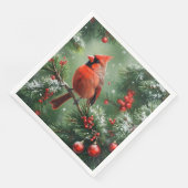 Weihnachts-Kardinal und Kiefernnadeln Serviette (Ecke)