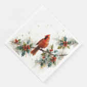 Weihnachts-Kardinal und Stechpalmenblätter Serviette (Ecke)