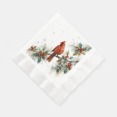 Weihnachts-Kardinal und Stechpalmenblätter Serviette (Ecke)