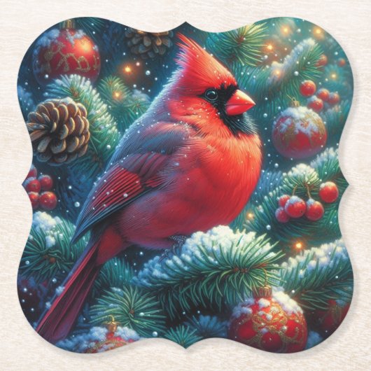 Weihnachts-Kardinal Untersetzer (Vorderseite)