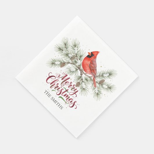 Weihnachts-Kardinal Urlaubspapier Napkin Serviette (Ecke)