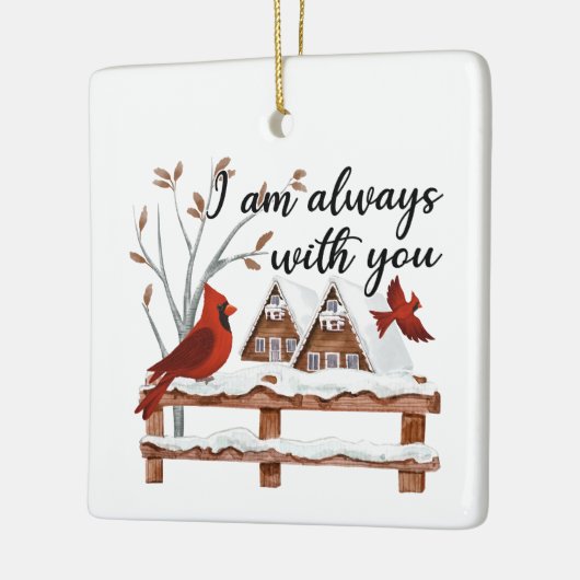 Weihnachts-Kardinal Verlust von Mann immer bei Ihn Keramikornament (Links)