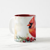 Weihnachts-Kardinal Zweifarbige Tasse (Vorderseite Links)