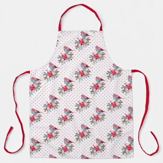 Weihnachts-Kardinäle in Rot und Weiß Schürze (Vorderseite)