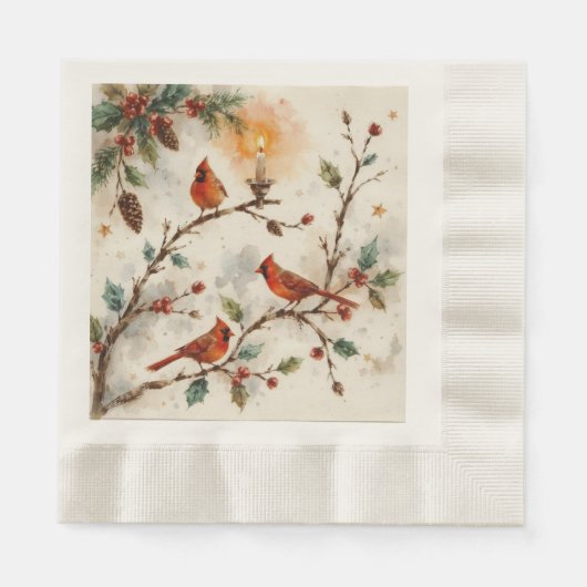 Weihnachts-Kardinäle-Papiertuch Serviette (Vorderseite)