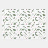 Weihnachts-Kardinäle und Holly Wrapping Paper Geschenkpapier Set (Vorderseite)