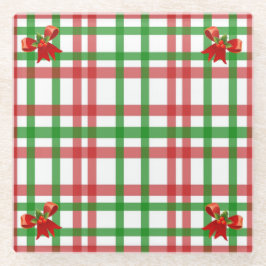 Weihnachts Kariert Bow Accent Country Glasuntersetzer