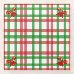 Weihnachts Kariert Bow Accent Country Glasuntersetzer