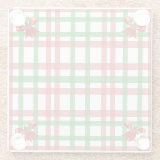 Weihnachts Kariert Bow Accent Country Glasuntersetzer (Rückseite)