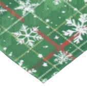Weihnachts Kariert grün mit weißen Schneeflocken Tischdecke (Schrägansicht)