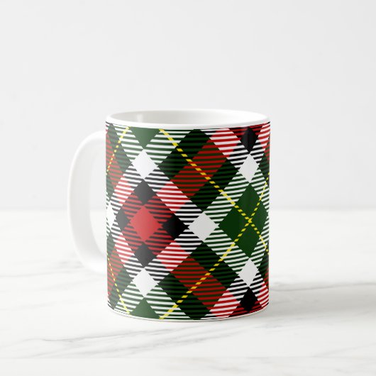 Weihnachts-Kariert Monogram-INITIAL Feiertag Kaffeetasse (Vorderseite Links)