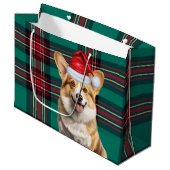 Weihnachts Kariert Pembroke Welsh Corgi Dog Holida Große Geschenktüte (Vorderseite Schrägansicht)