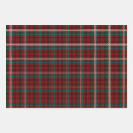 Weihnachts kariert-Rot-aquamarin-Tartan Tradition Geschenkpapier Set (Vorderseite)