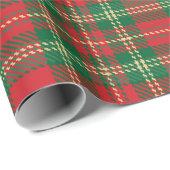 Weihnachts-kariert-Rot-Gelb-Tartan-Muster Geschenkpapier (Rolleneckpunkt)