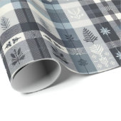 Weihnachts-Kariert-Schneeflocke & Baum  Geschenkpapier (Rolleneckpunkt)