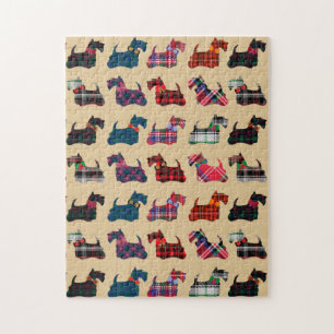Weihnachts-Kariert Schottischer Terrier Hunde Puzzle