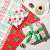 Weihnachts Karierte Bäume Umschlag Papierblätter Geschenkpapier Set