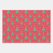 Weihnachts Karierte Bäume Umschlag Papierblätter Geschenkpapier Set (Vorderseite 2)