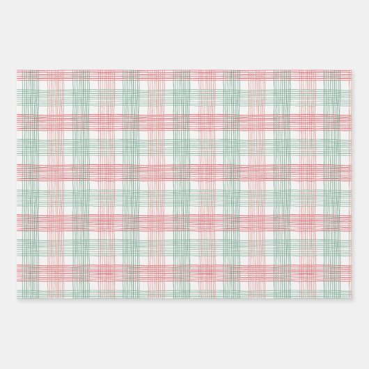 Weihnachts Karierte Bäume Umschlag Papierblätter Geschenkpapier Set (Vorderseite)