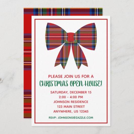 Weihnachts-Karierte Bow-Party Einladungen (Vorne/Hinten)