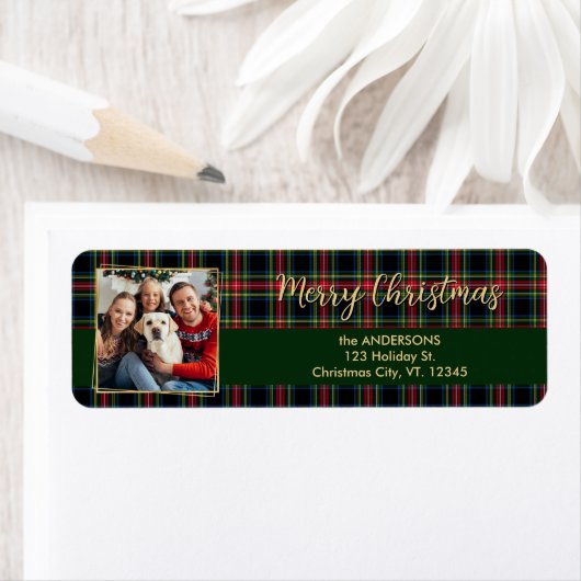 Weihnachts-Karierte Foto-Rücksendeadresse (Insitu)