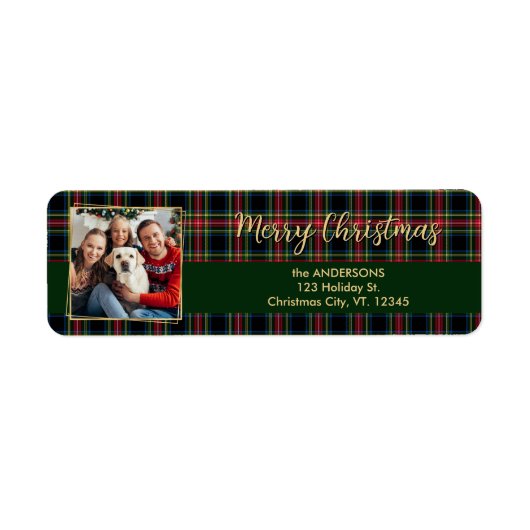 Weihnachts-Karierte Foto-Rücksendeadresse (Vorne)