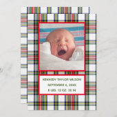 Weihnachts-Karierte Geburtstagskarte Ankündigung (Vorne/Hinten)