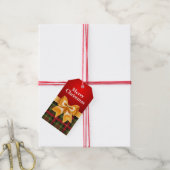 Weihnachts-Karierte Goldbow-Geschenkmarke Geschenkanhänger (Mit Garn)