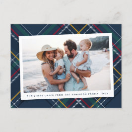 Weihnachts karierte klassische Marine Tartan ein F Feiertagspostkarte