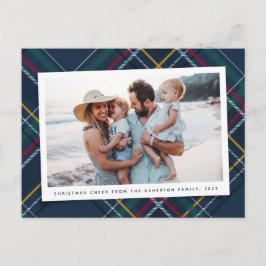 Weihnachts karierte klassische Marine Tartan ein F Feiertagspostkarte