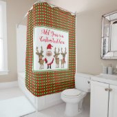 Weihnachts Karierte Santa Reindeer Custom Typograf Duschvorhang (Beispiel)
